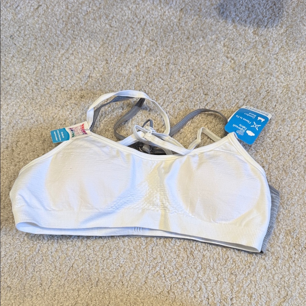 Hanes White and Gray Women’s/Girls Bra (Twin pck) (Never Worn)(Ships from OR)